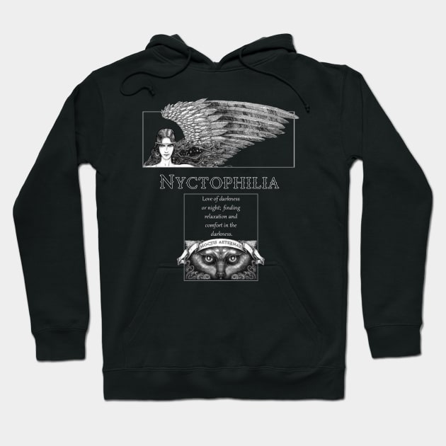 Nyctophilia for Lovers of the Night Hoodie by Vintage Crow Studios